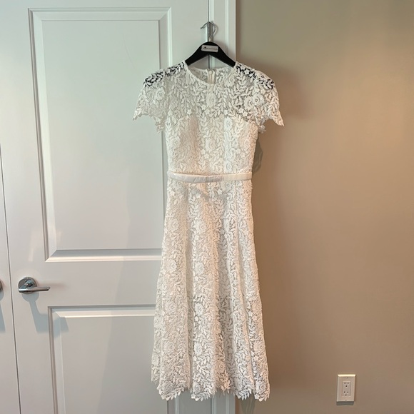 Self-Portrait White Rose Lace Midi Dress - Picture 1 of 6